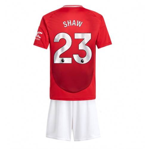 Dres Manchester United Luke Shaw #23 Domaci za djecu 2024-25 Kratak Rukav (+ kratke hlače)